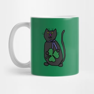 Saint Patricks Day Cat with Shamrock Mug